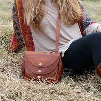 3 Moon Brown Leather Cross Body Purse