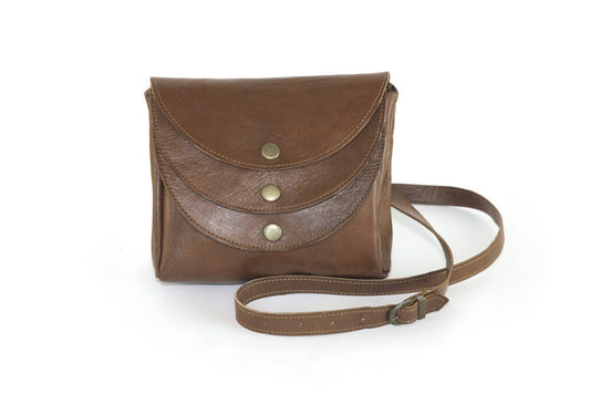 3 Moon Brown Leather Cross Body Purse